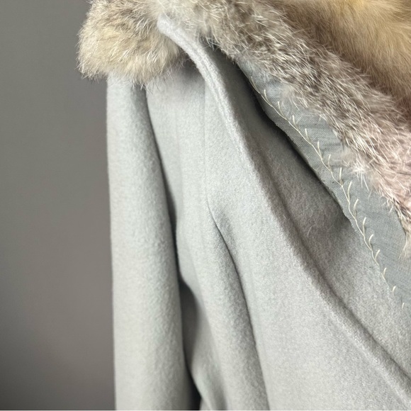 Vintage Joseph R Harris Wool Rabbit Fur Long Coat Sz M - Picture 4 of 15